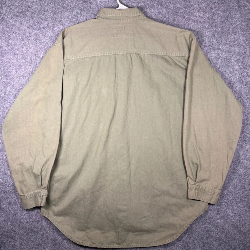 Vintage Levi's Red Tab Button Up Canvas Work Shirt Shirt Men's XL Olive Green